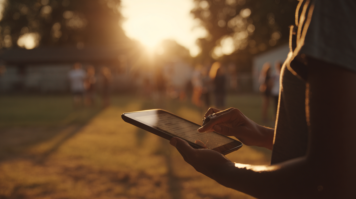 organizer using a tablet to check volunteer check-in data