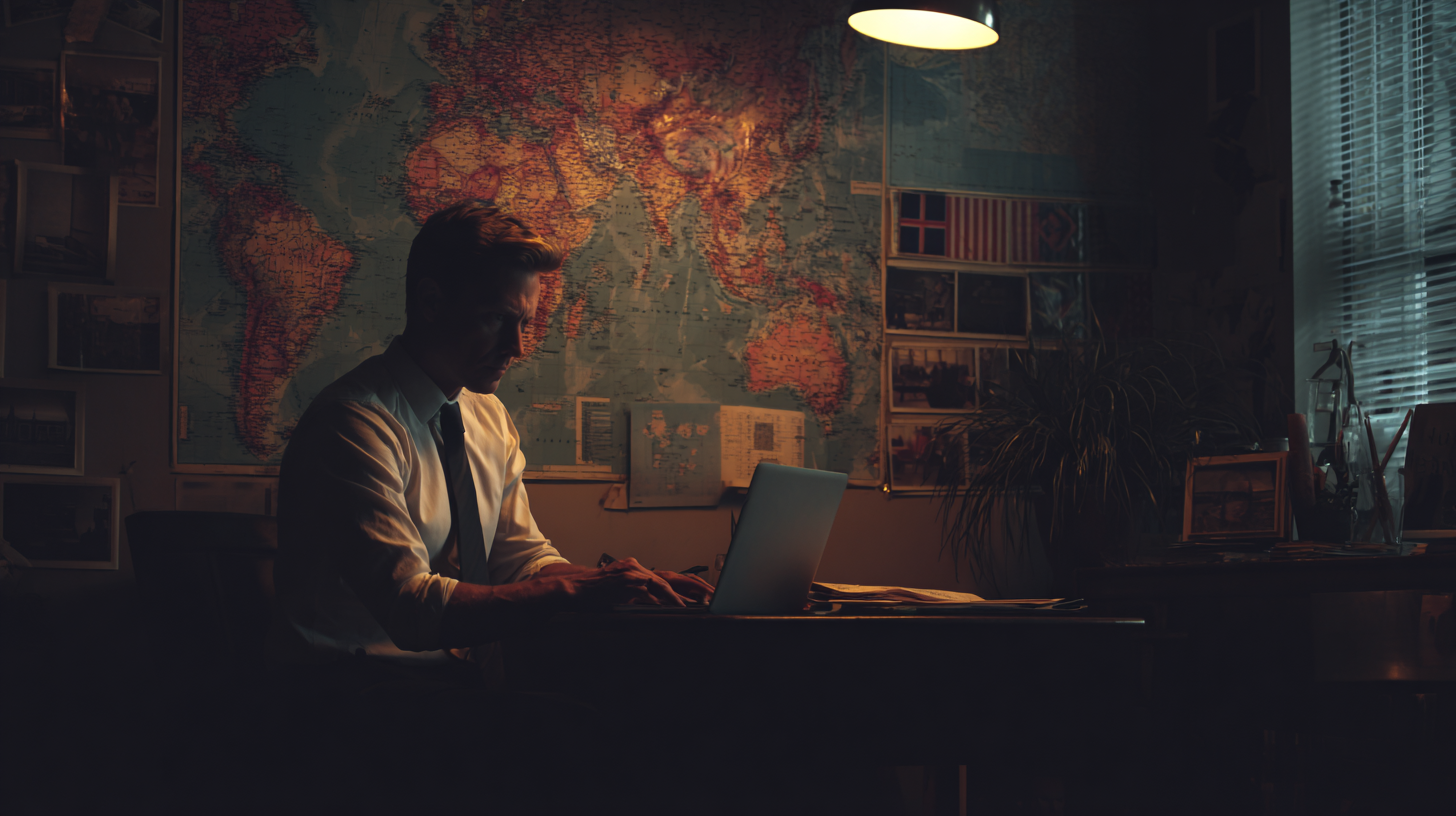 Campaign manager reviewing maps and data while planning a political campaign speech.