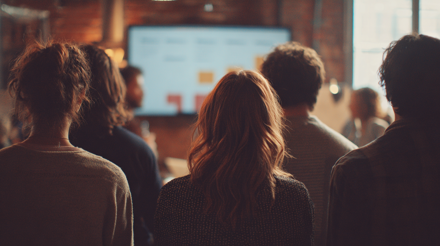 Volunteers celebrating while a screen shows progress toward door-knocking and conversation goals